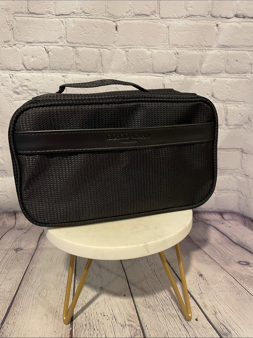 Giorgio Armani Black Textured Toiletry Bag